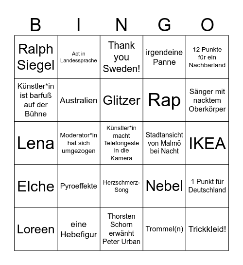 ESC 2024 Bingo Card