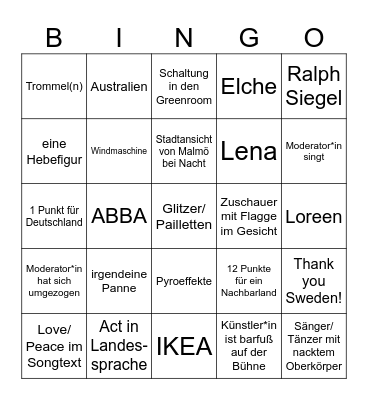 ESC 2024 Bingo Card