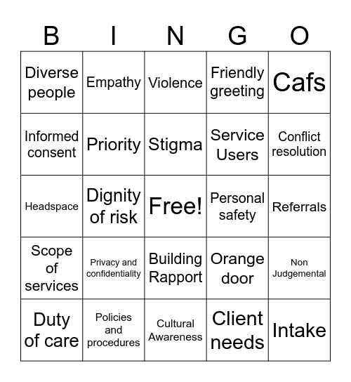 Provide first point of contact Bingo Card