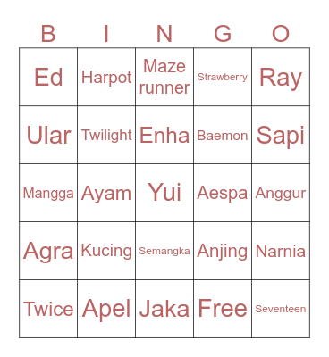 Rami's Bingo Card