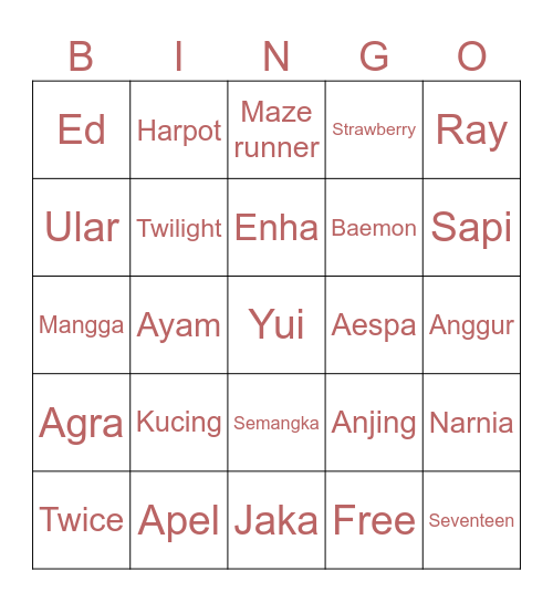 Rami's Bingo Card