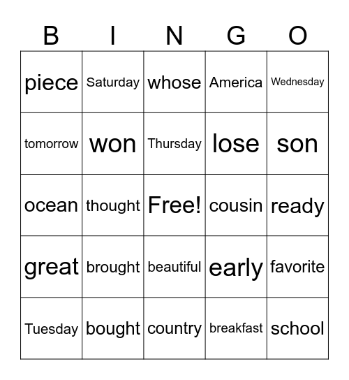 Untitled Bingo Card