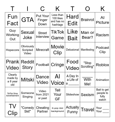 TikTok Bingo Card