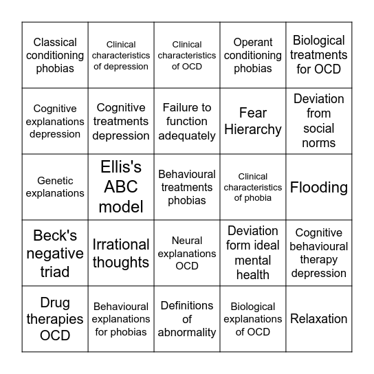 Microsoft Word  Bingo Card