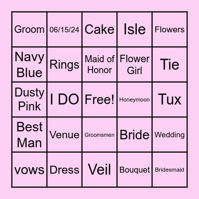 Bridal Bingo Card