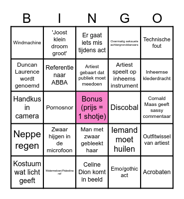 Dames 3 Eurovision Teambingo Card