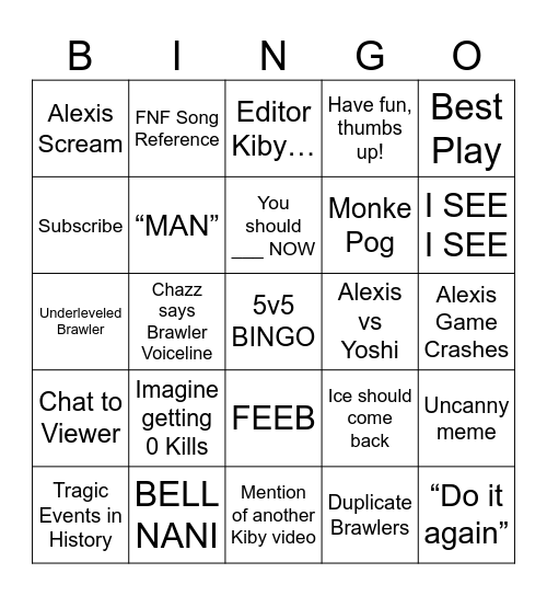 5v5 Bingo Card