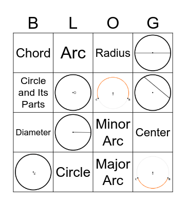 Circle and its Parts Bingo Card