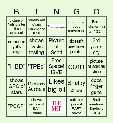 Shel-bingo! Bingo Card