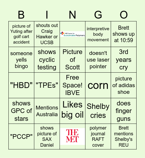 Shel-bingo! Bingo Card