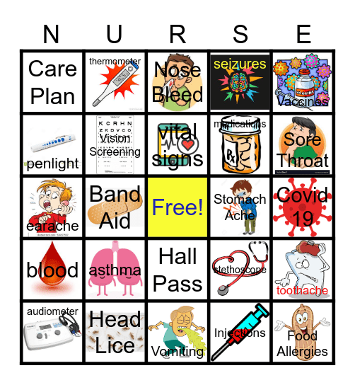 School Nurse Bingo Card