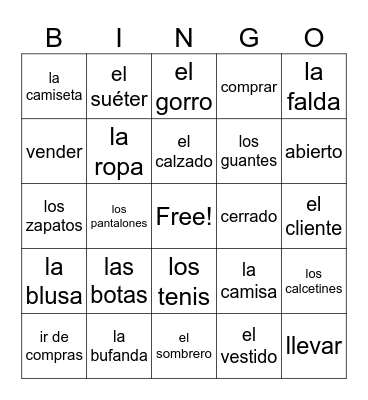 Unidad 3 Desafio 1/2 Bingo Card