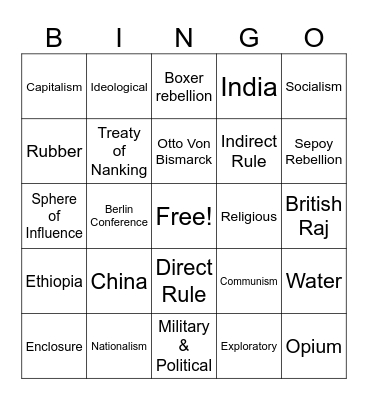 Chapter 30 Review Bingo Card