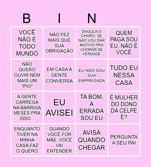 BINGO DAS MÃES Bingo Card