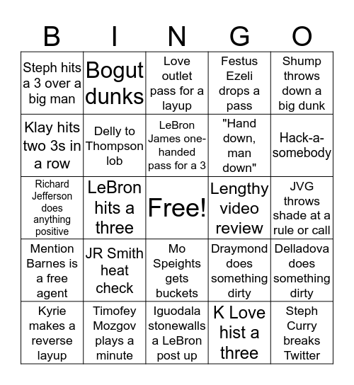 Game Two Bingo Card