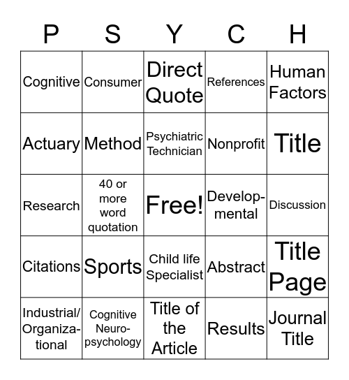 Careers & Writing Final Bingo Card