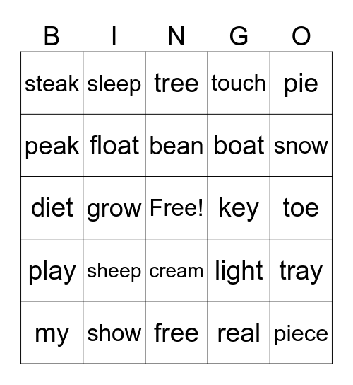 Vowel Teams Bingo Card