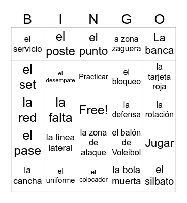 Vóleibol Bingo Card