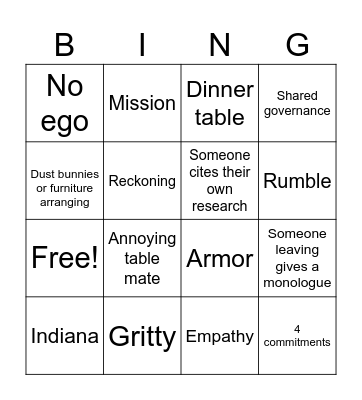 Retreat Bingo Card