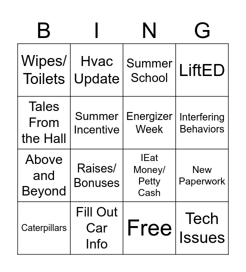 Meeting Bingo Card