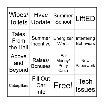 Meeting Bingo Card