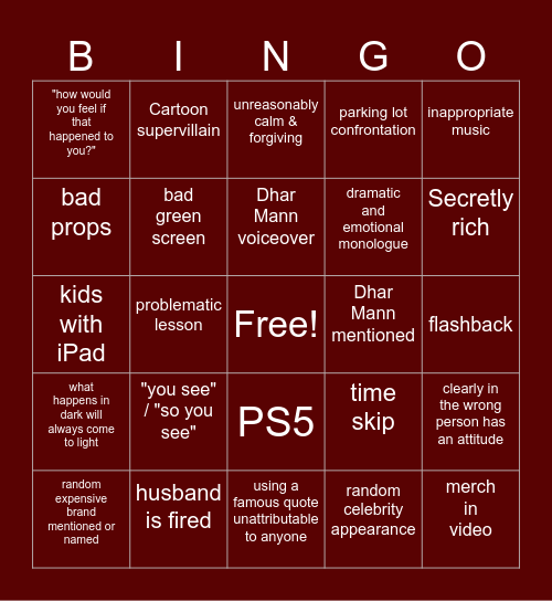 Dhar Mann Bingo Card