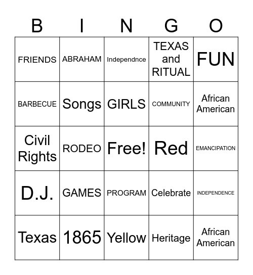 BBN Juneteenth Bingo Card