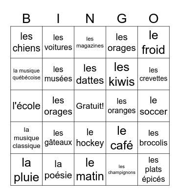 Trouve une personne qui aime... Bingo Card