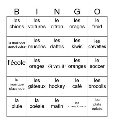 Trouve une personne qui aime... Bingo Card