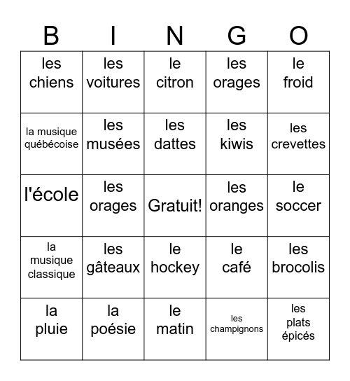 Trouve une personne qui aime... Bingo Card