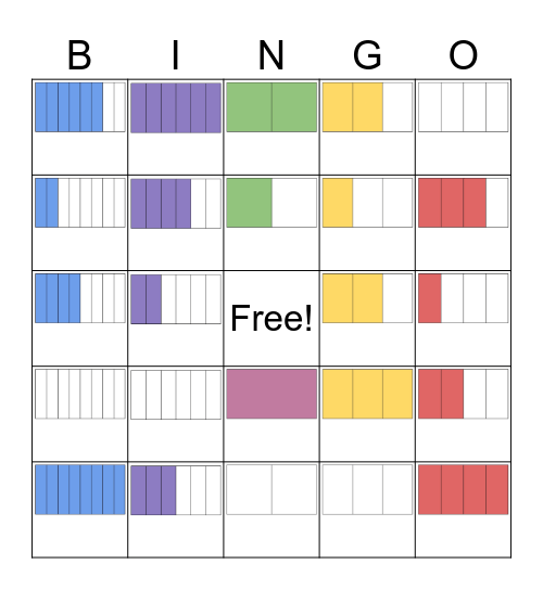 4th Fraction Bingo Card