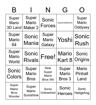 Mario & Sonic Bingo Card