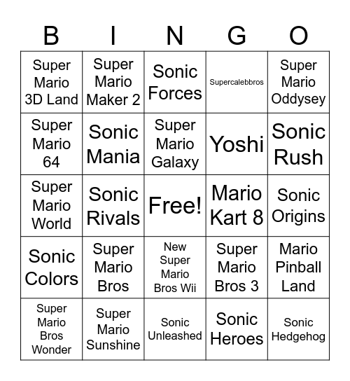 Mario & Sonic Bingo Card