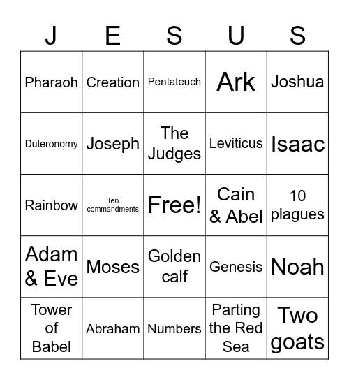 Pentateuch Bingo Card