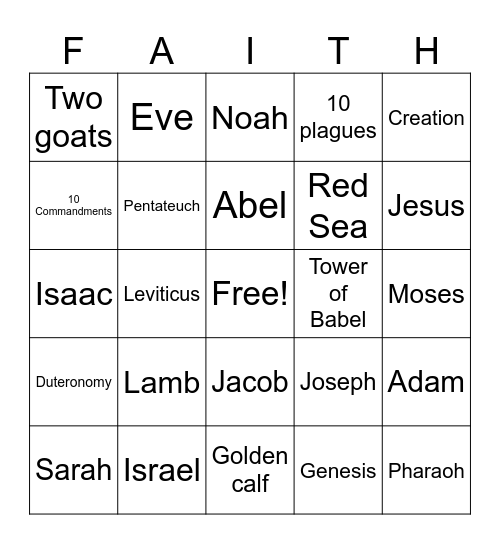 Pentateuch Bingo Card