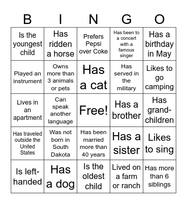 Find Someone Who... Bingo Card