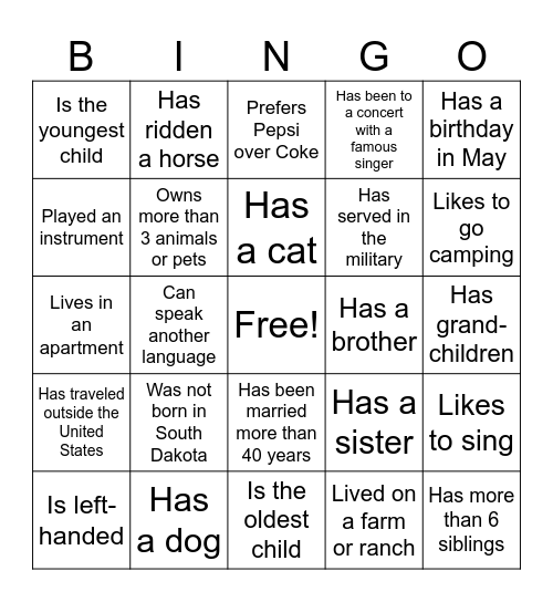 Find Someone Who... Bingo Card