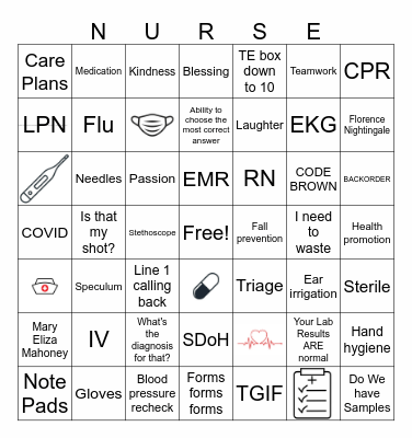 Nurses Day 2024 Bingo Card