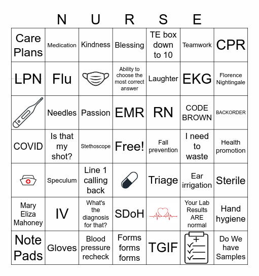 Nurses Day 2024 Bingo Card