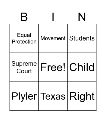 Right to Education Bingo Card