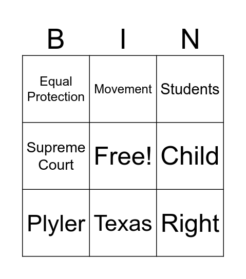 Right to Education Bingo Card