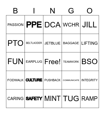 SAFETY BINGO Card