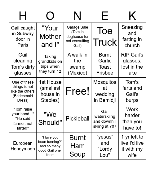 Happy 50th Anniversary! Bingo Card