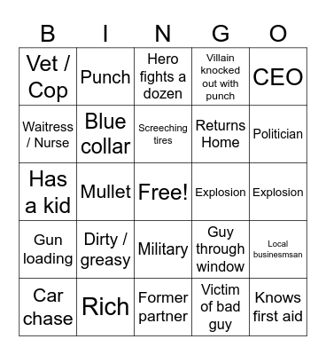 80s Action Movies Bingo Card