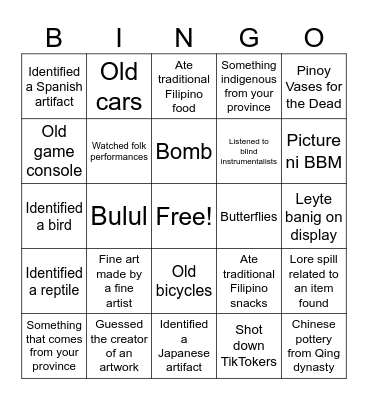 Gabii sa Kabilin Bingo Card