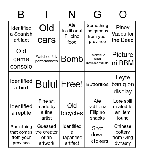 Gabii sa Kabilin Bingo Card