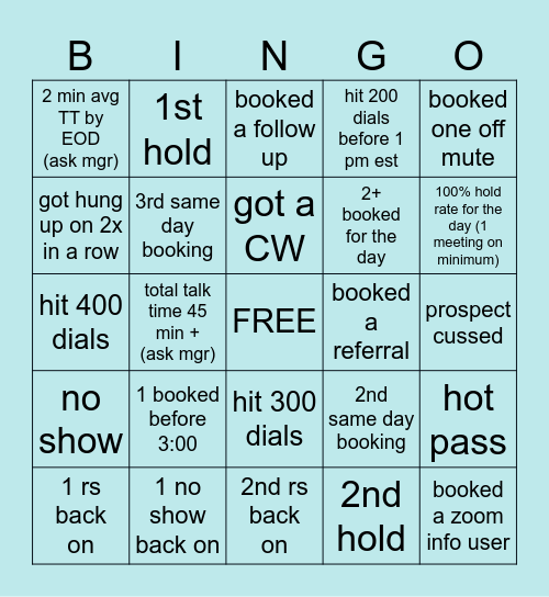 Can only mark one box at a time, no double hitting Bingo Card