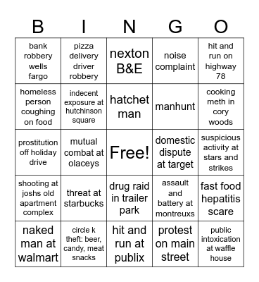 Summerville Bingo Card