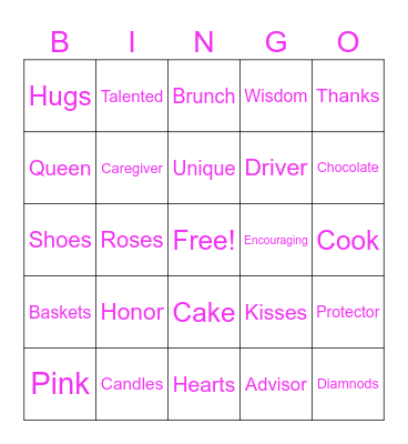 Mother's Day Bingo Card