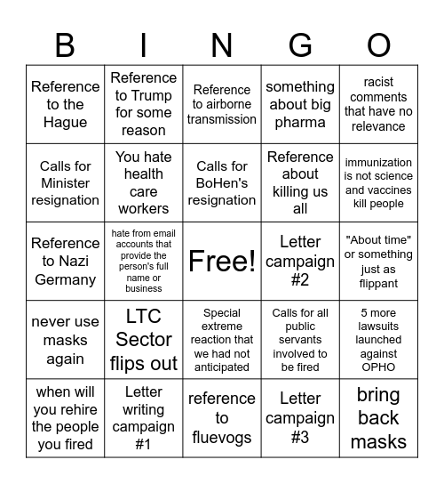 PHE BINGO! Bingo Card